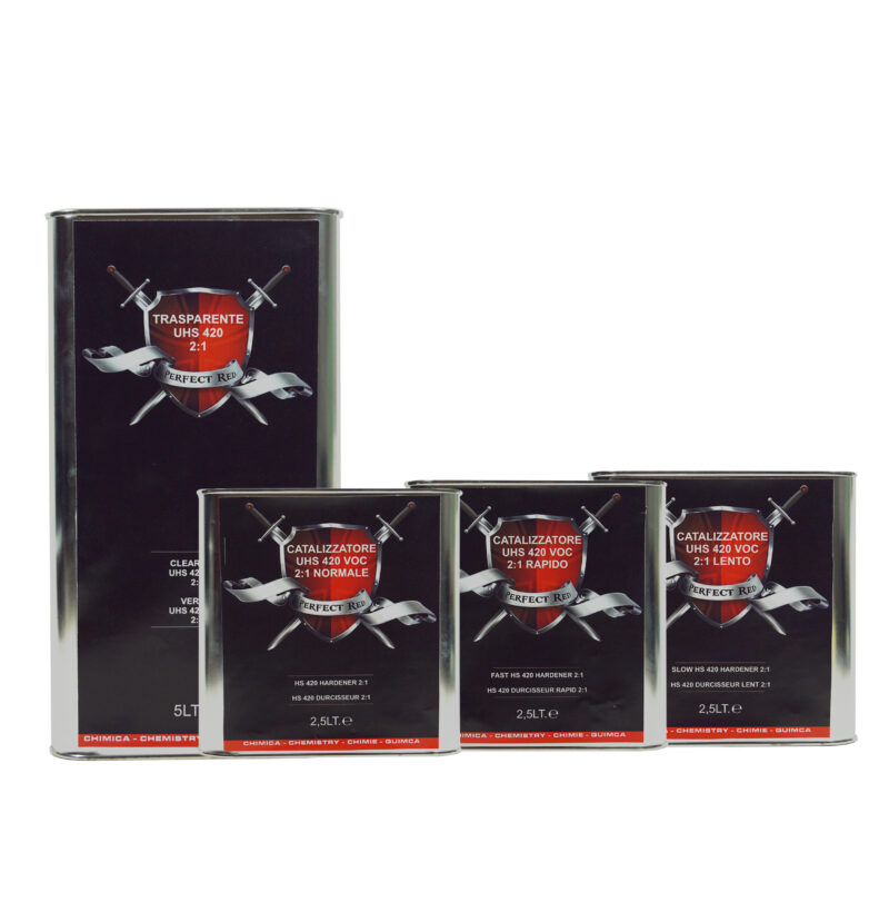 Latte di trasparente UHS 5 da 5 litri e latte di catalizzatori da 500 ml
