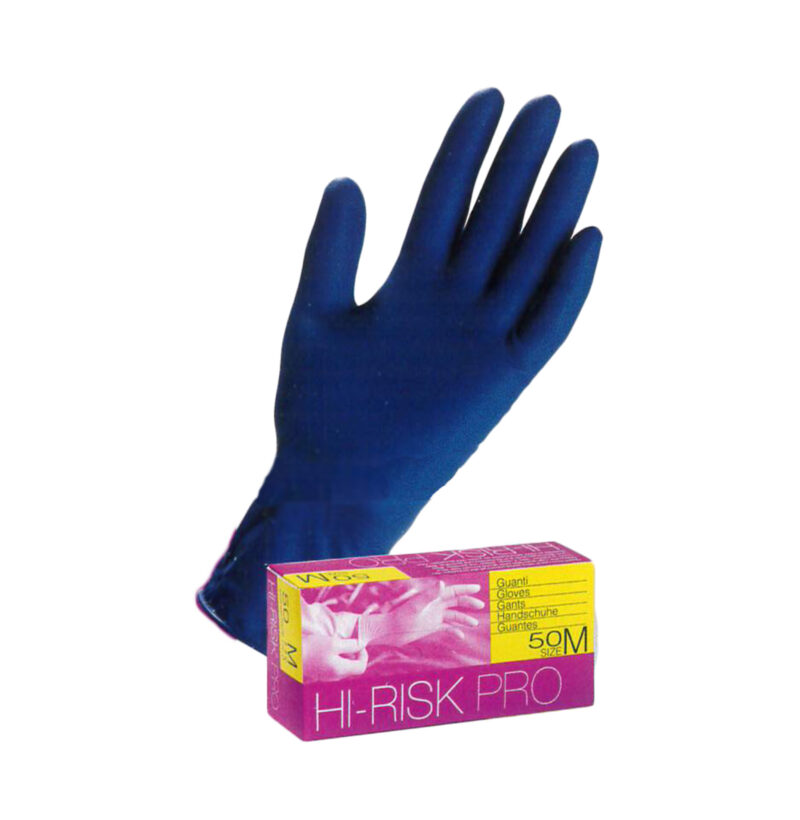 scatola di guanti in doppio lattice non polverati colore blu
