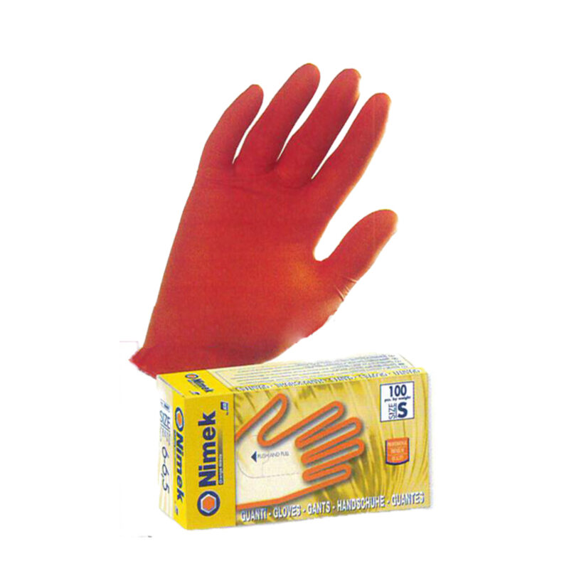 scatola di guanti nitrile non polverati color arancio